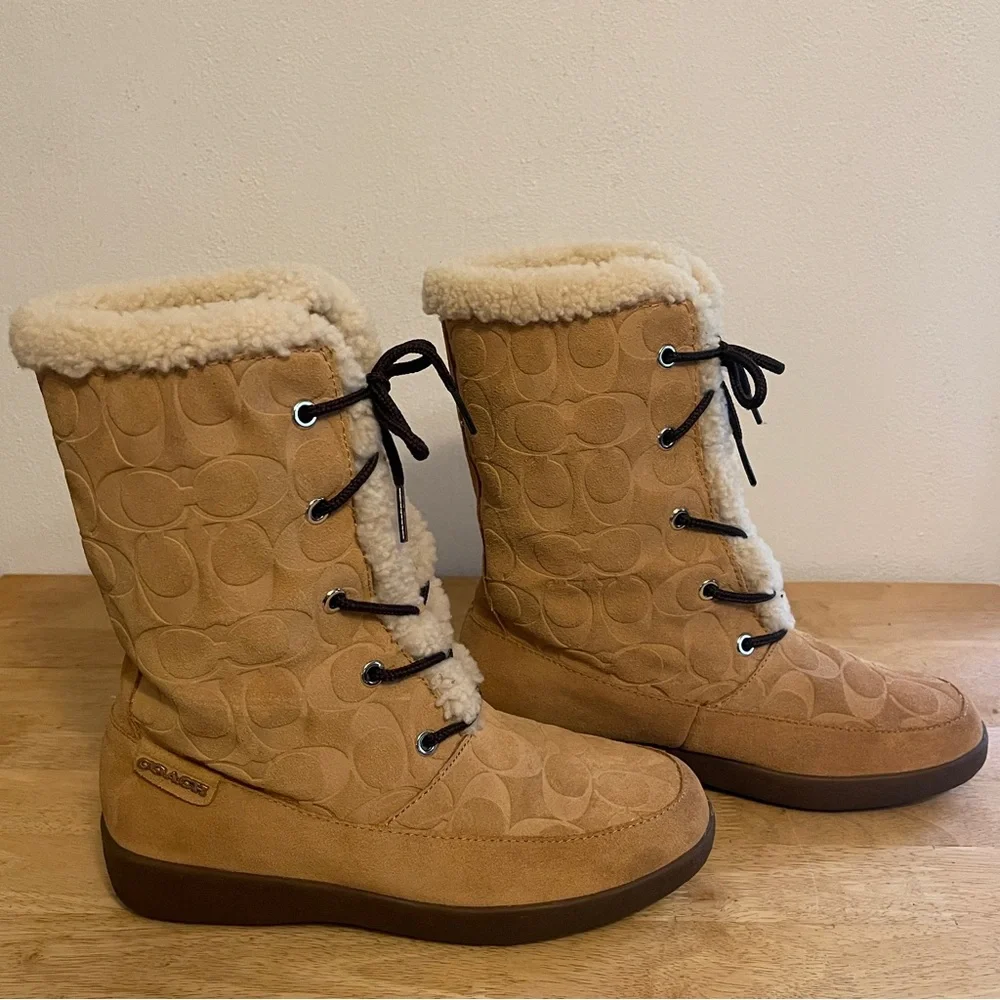 Coach Shearling Tuesday Suede Boots Size 7